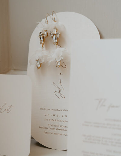 A colour image of wedding stationery and signage