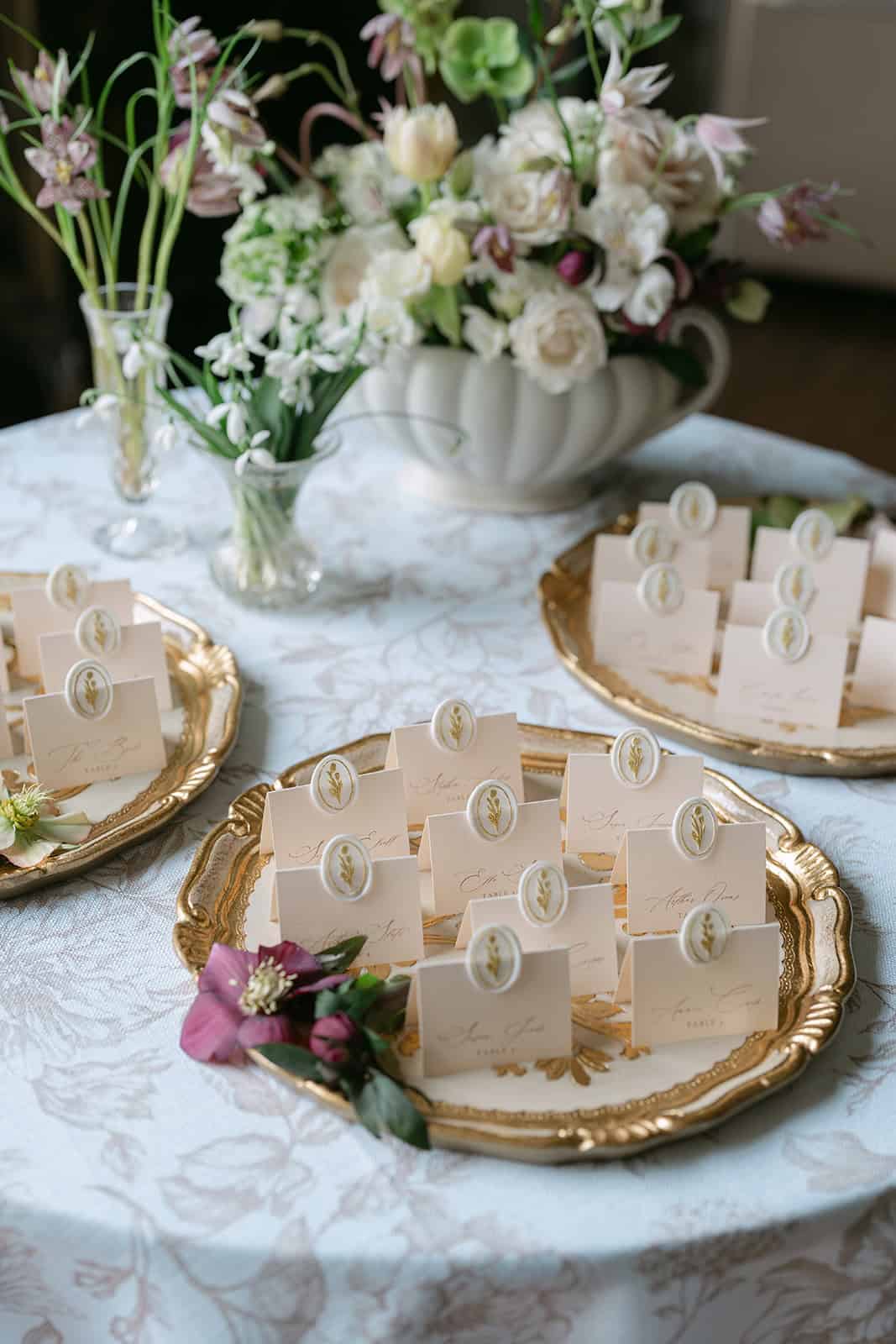 Birdsall House Wedding escort cards at Birdsall House wedding venue in Yorkshire.