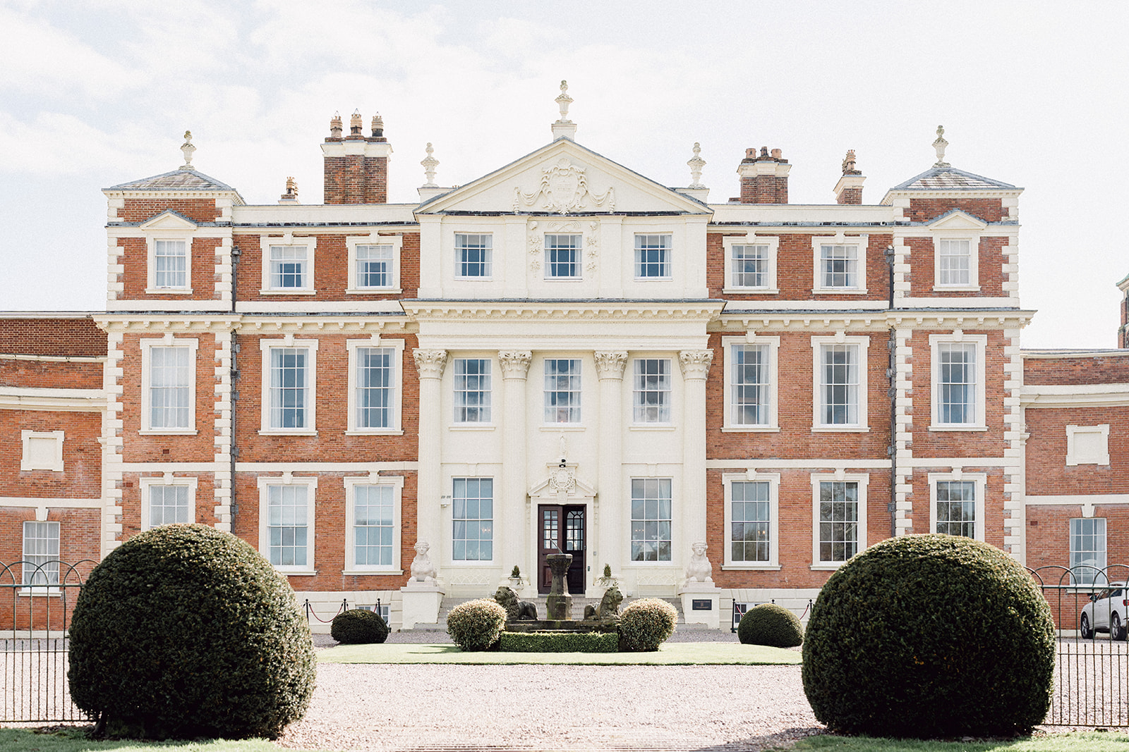 A colour of the front of Hawkstone Hall wedding planning venue in Shrewsbury. 