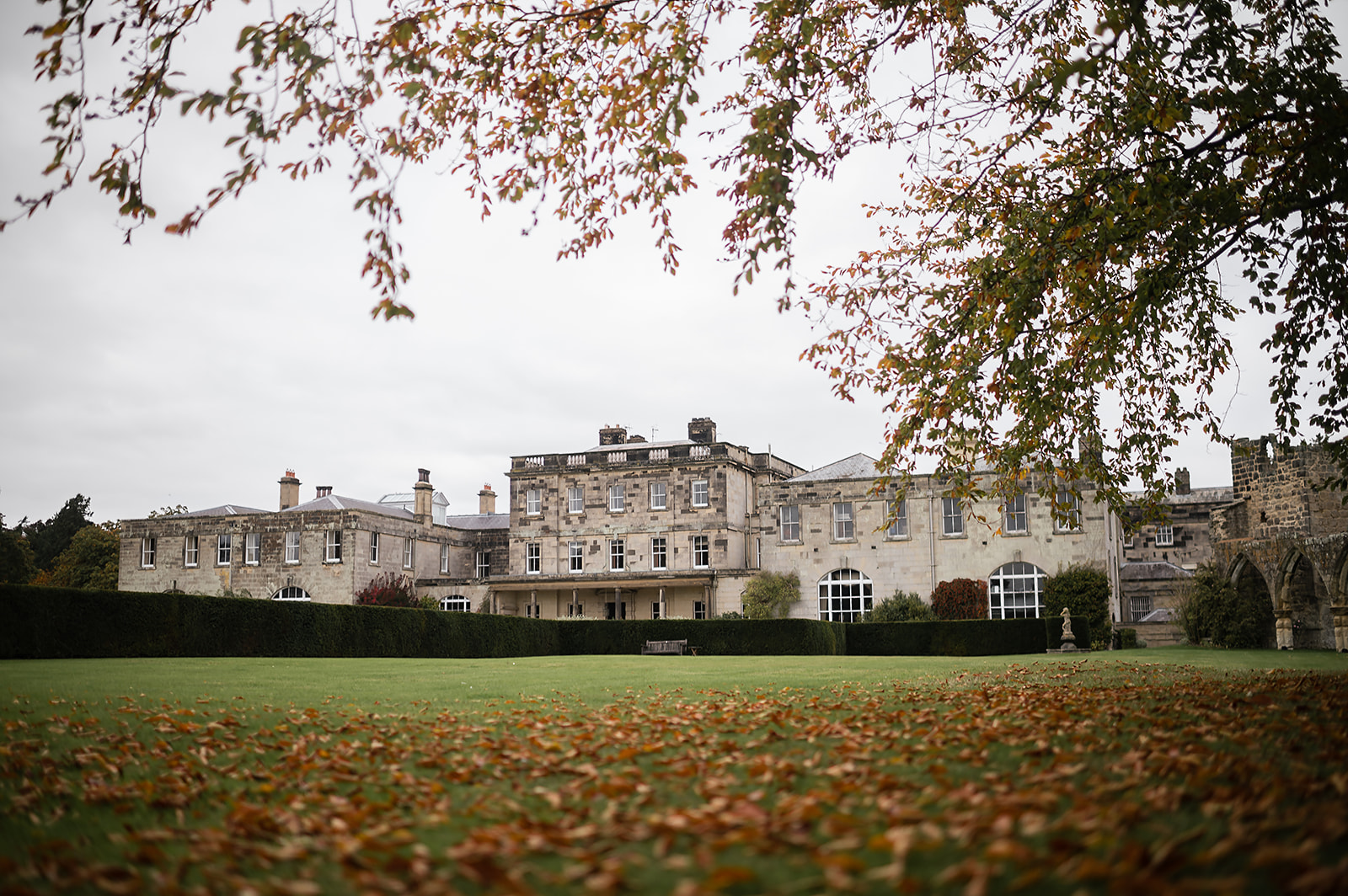 Birdsall House - birds eye view of the exclusive use UK wedding venue.