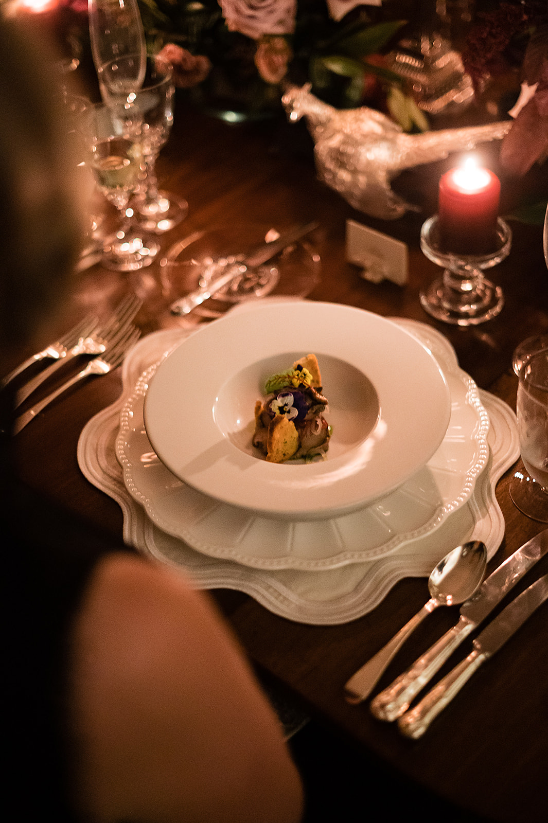 Luxury embroidered wedding stationery suite at Birdsall House.