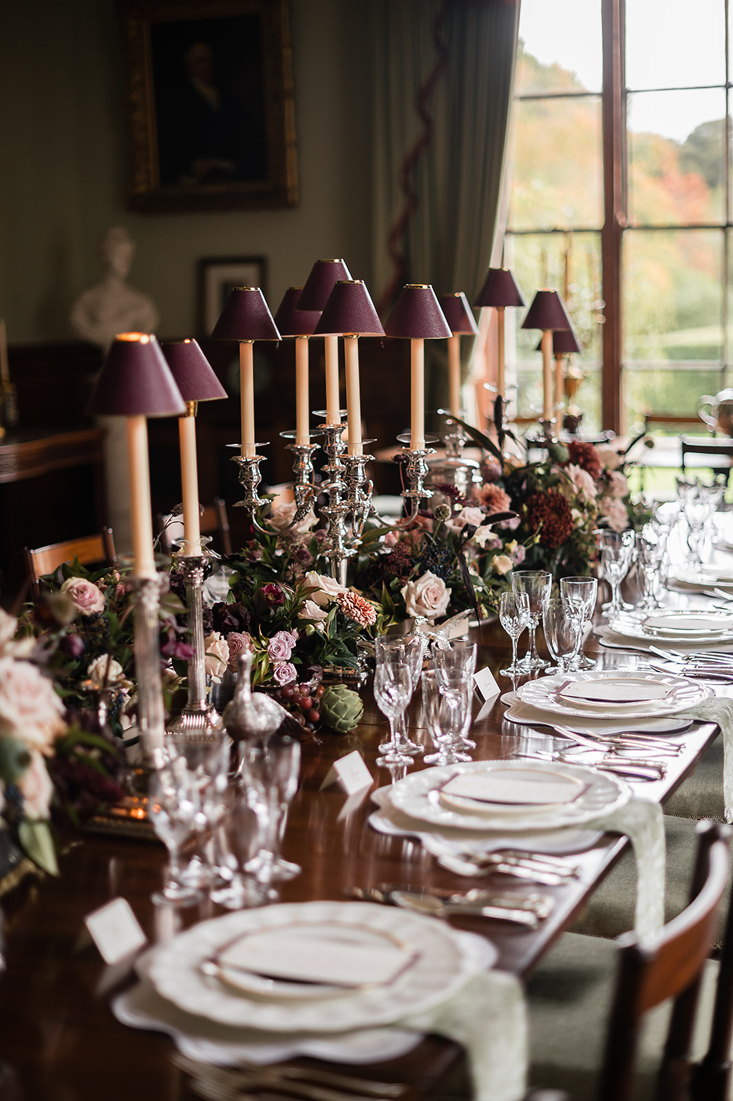 A table setting at Birdsall House Wedding Venue.