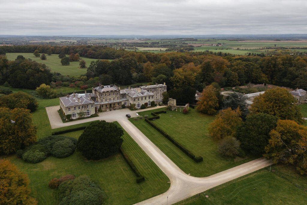 Birdsall House Birdsall House - birds eye view of the exclusive use UK wedding venue.
