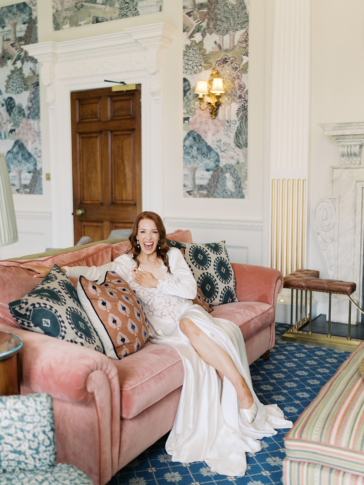 A bride getting ready at Hedsor House on the morning of her wedding.