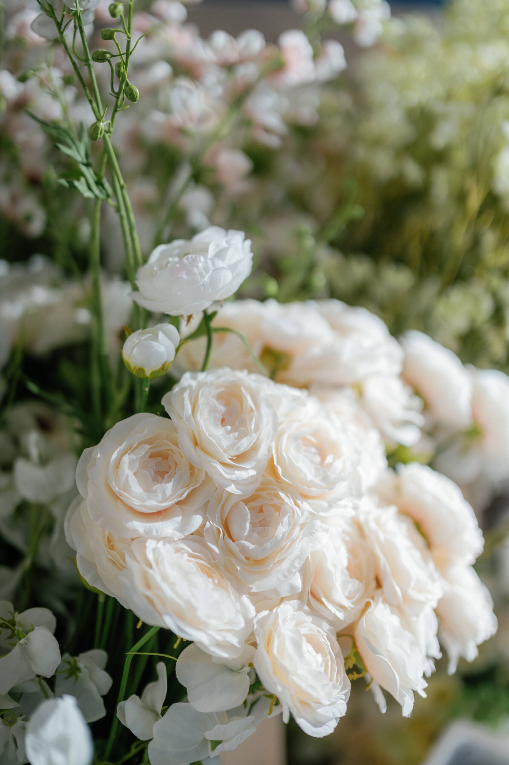 A colour image of a spring pastel ttablescape at Kew Gardens wedding venue UK.