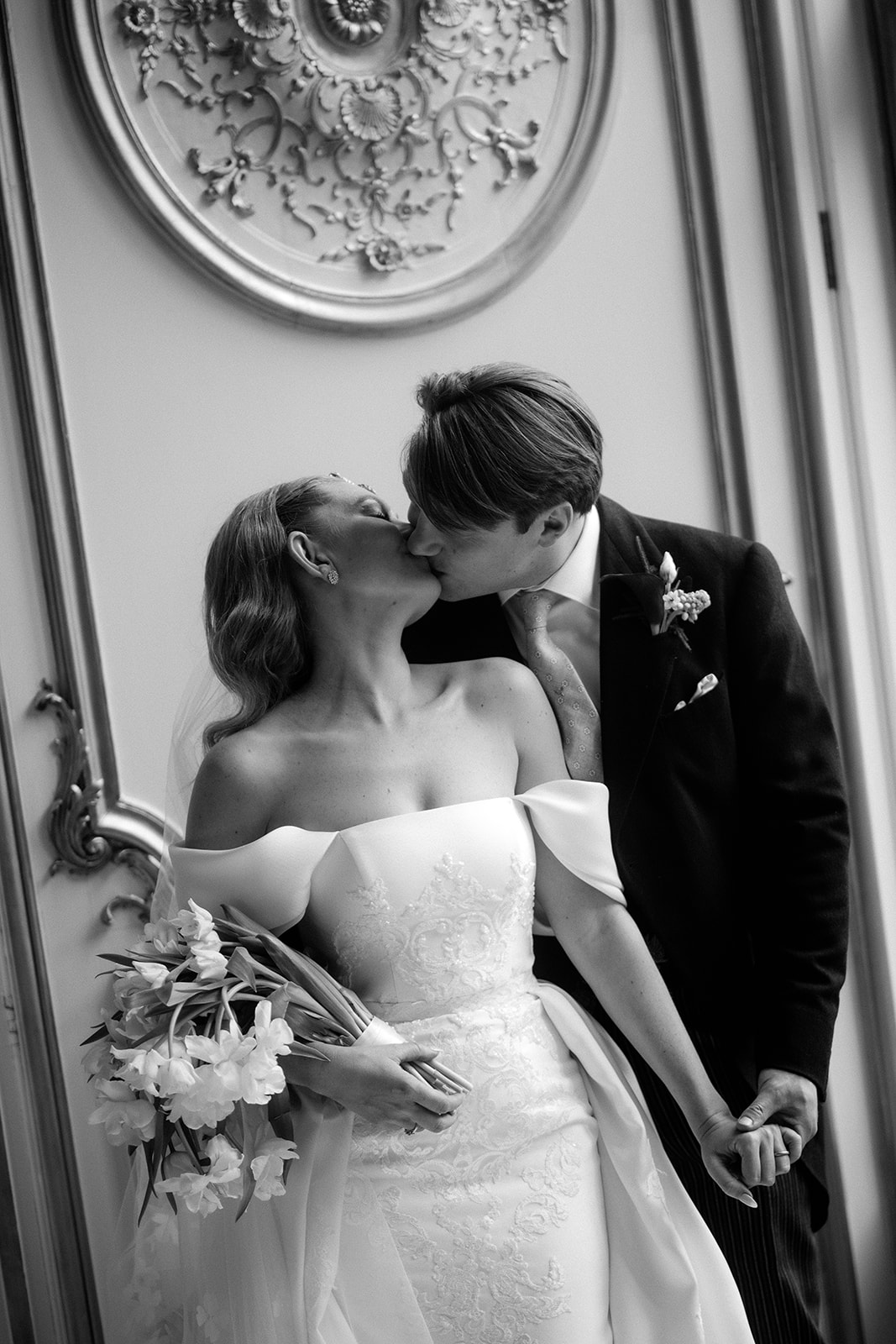 An image of a wedding table designed by Soiree Studio at Pal&eacute; Hall in Wales, an exclusive use wedding venue in the UK.